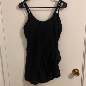 Classic Black One-Piece Swimsuit with Skirted Detail